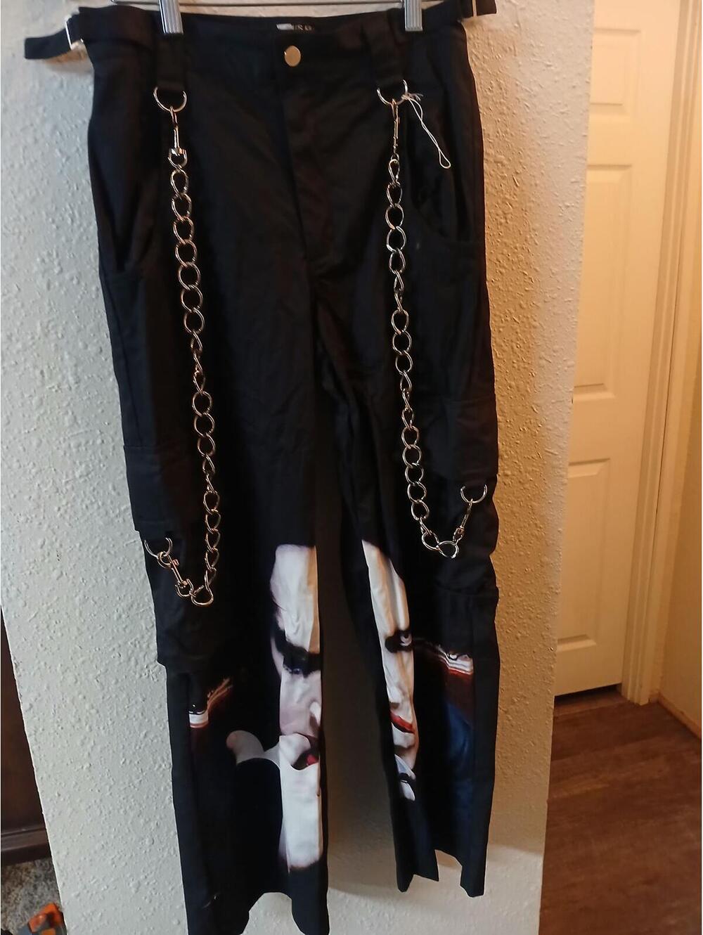 Dolls Kill x Marilyn Manson Black Chain Detail Graphic Pants XS